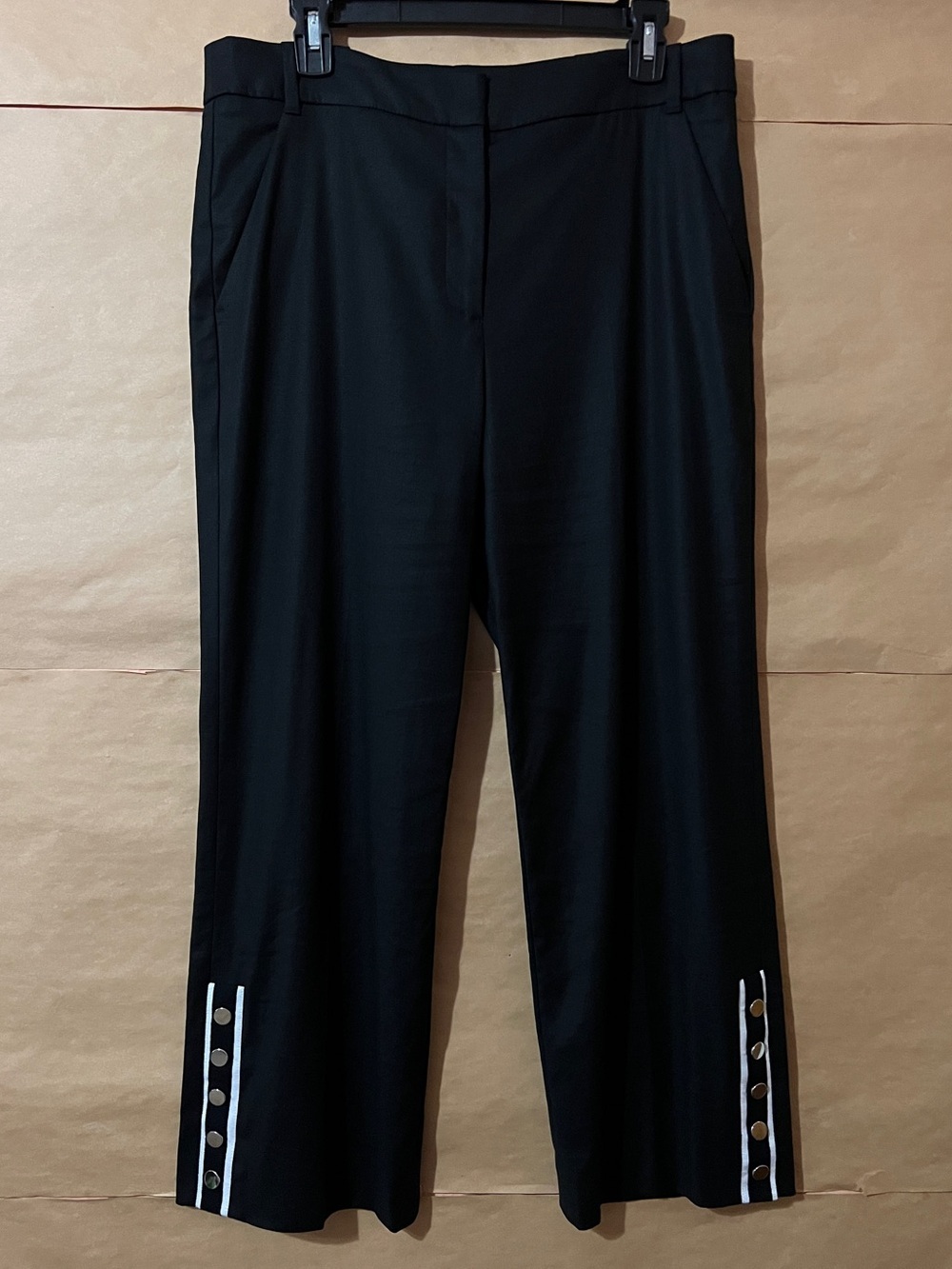 Veronica Beard | Martin Pants Snap Button Hem Linen Wide Leg Trousers Size 10